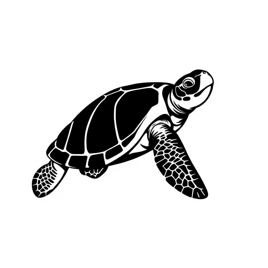 Sea turtle swimming silhouette