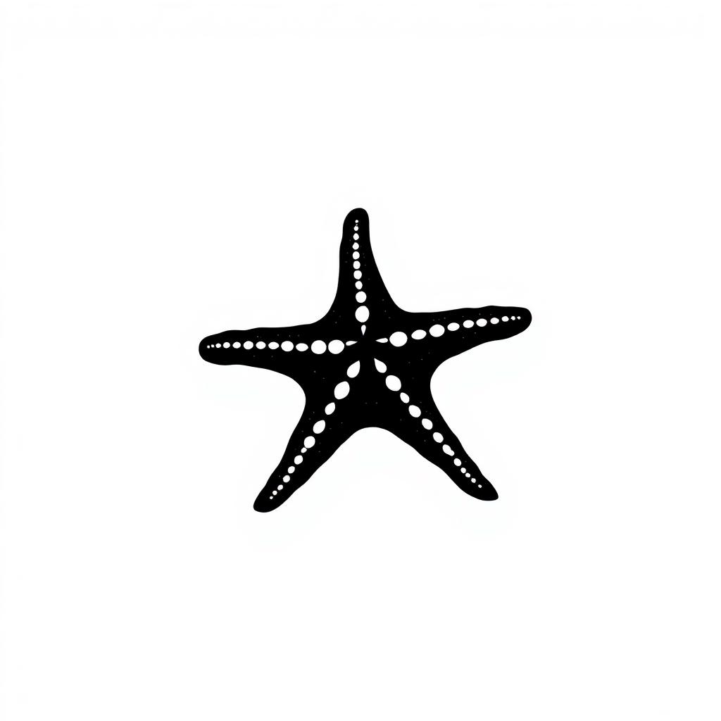 Starfish on sand silhouette